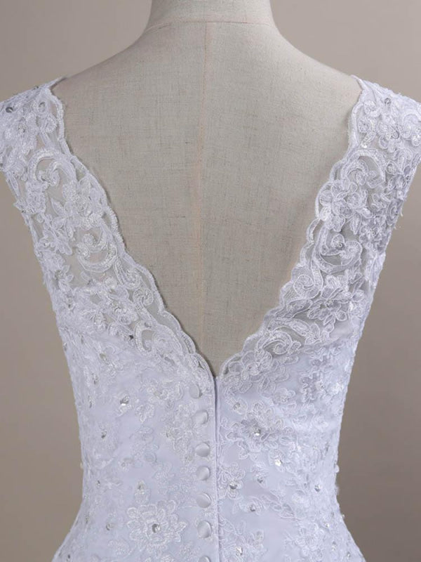 Beaded Lace Backless Mermaid  Wedding Dresses