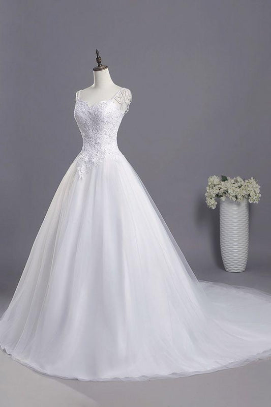 Beading Appliques Lace A-line Tulle Wedding Dress