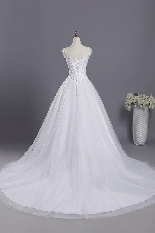 Beading Appliques Lace A-line Tulle Wedding Dress