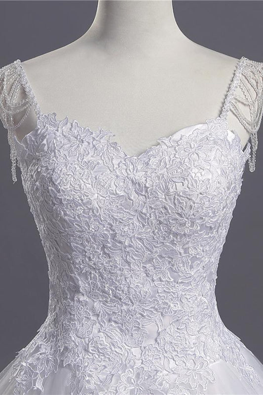 Beading Appliques Lace A-line Tulle Wedding Dress