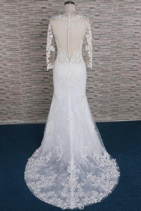 Beading Appliques Long Sleeve Mermaid Wedding Dress