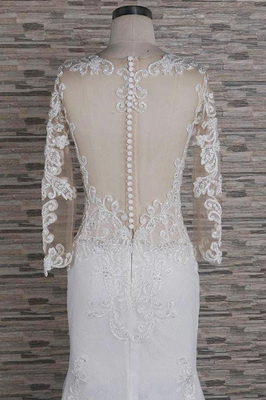 Beading Appliques Long Sleeve Mermaid Wedding Dress