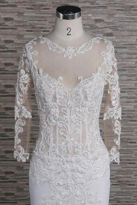 Beading Appliques Long Sleeve Mermaid Wedding Dress