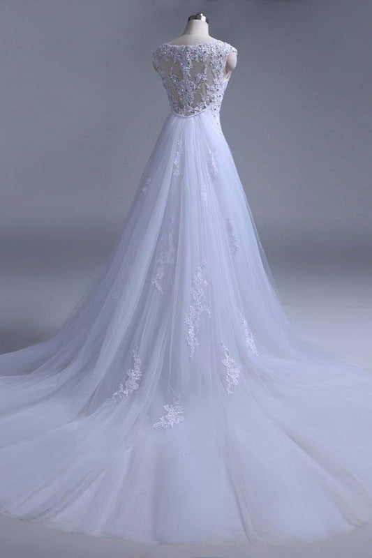 Beading Tulle Mermaid Floor Length Wedding Dress