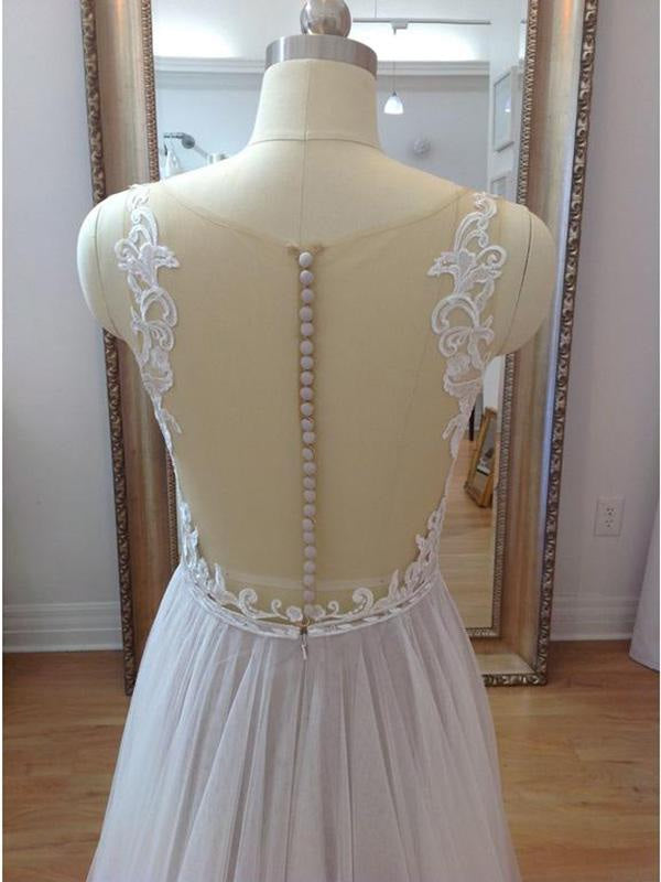 Boho Style White Tulle and Lace Wedding Dresses