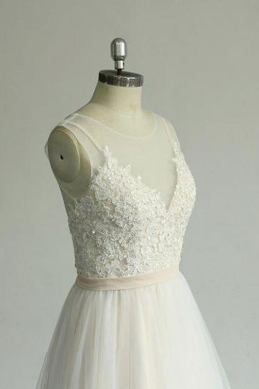 Bridelily Affordable Appliques Tulle A-line Wedding Dress