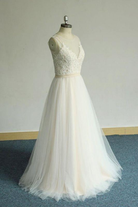 Bridelily Affordable Appliques Tulle A-line Wedding Dress