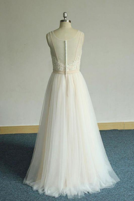 Bridelily Affordable Appliques Tulle A-line Wedding Dress