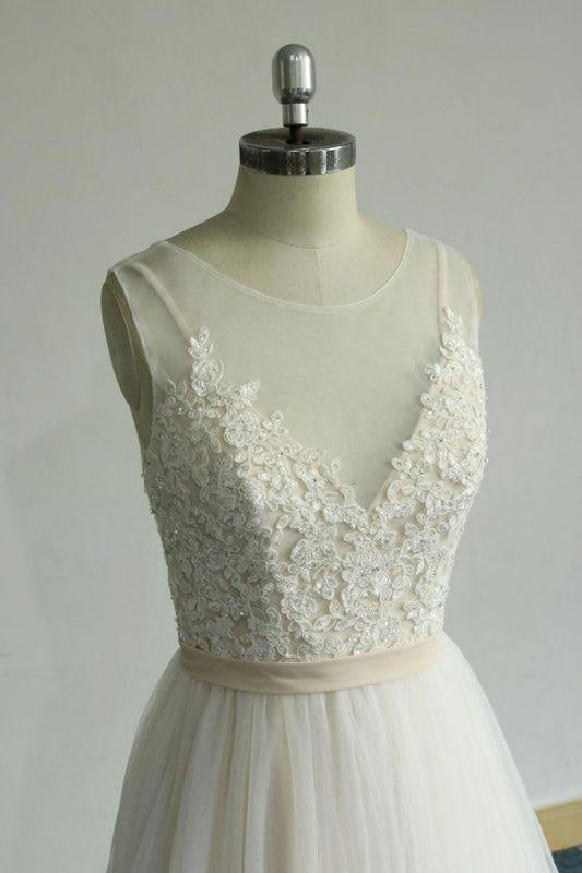 Bridelily Affordable Appliques Tulle A-line Wedding Dress