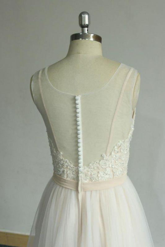 Bridelily Affordable Appliques Tulle A-line Wedding Dress