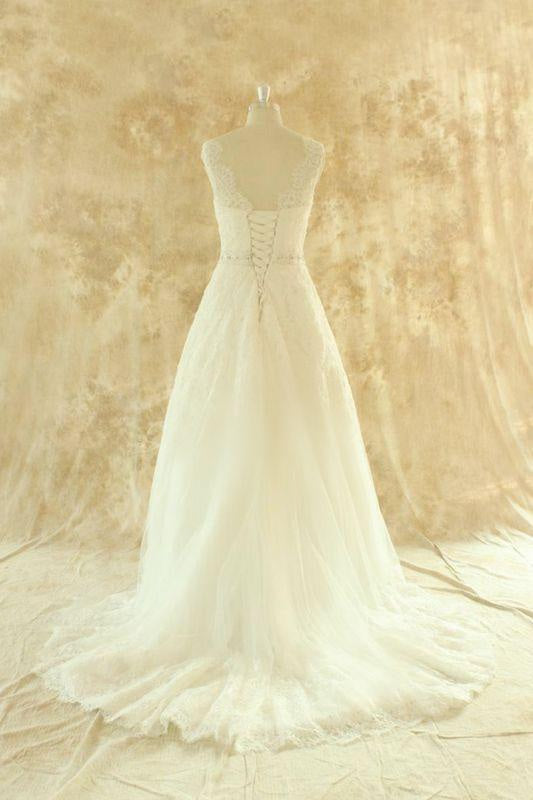 Bridelily Amazing Illusion Lace Tulle A-line Wedding Dress