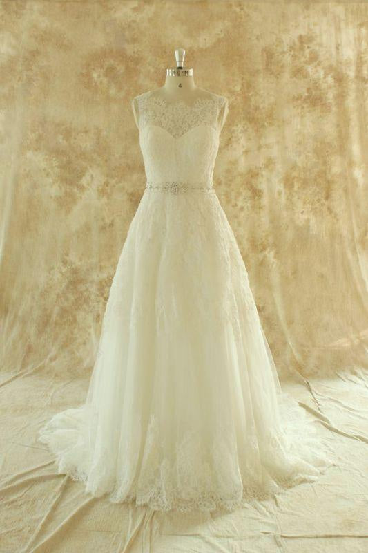 Bridelily Amazing Illusion Lace Tulle A-line Wedding Dress