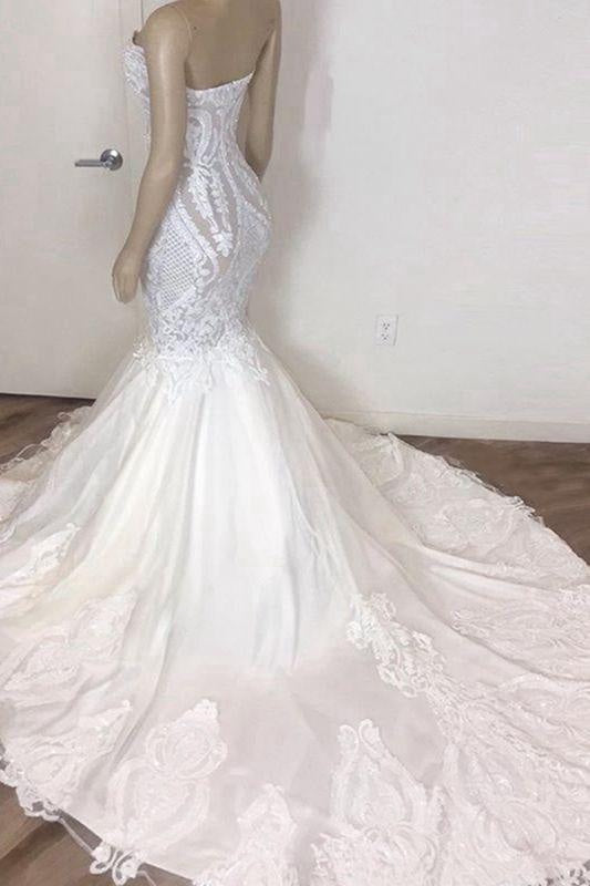 Bridelily Amazing Strapless Appliques Mermaid Wedding Dress