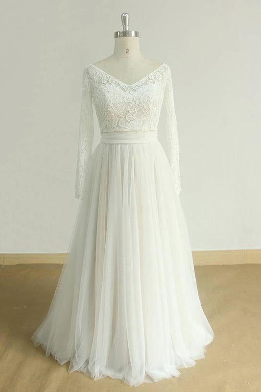 Bridelily Detachable Lace-up Tulle A-line Wedding Dress