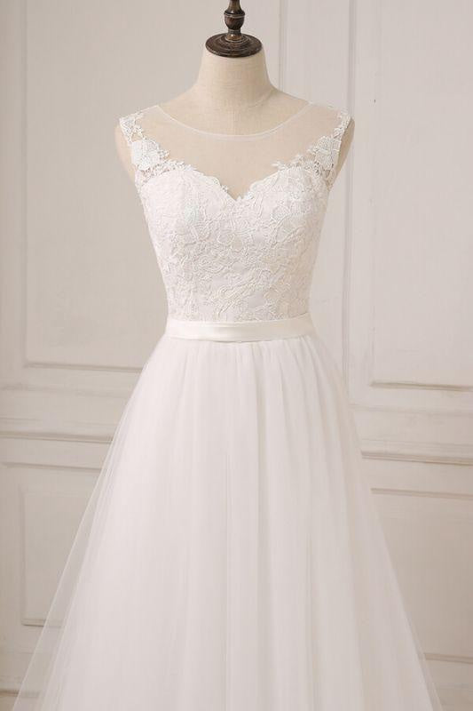 Bridelily Graceful Lace Tulle A-line Wedding Dress