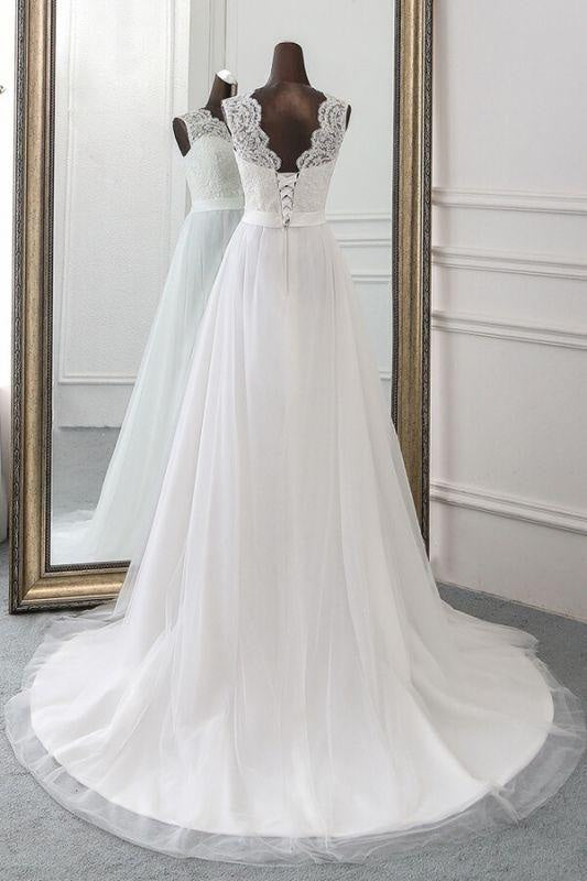 Bridelily Graceful Lace-up Tulle A-line Wedding Dress