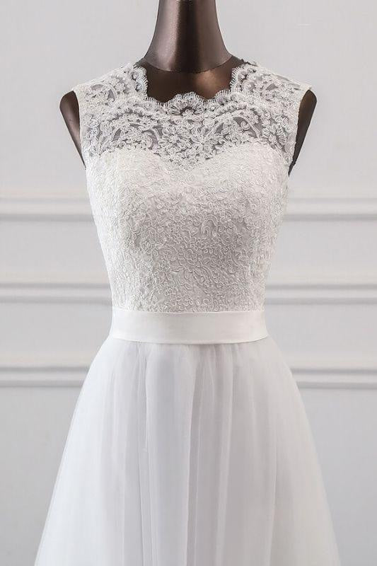 Bridelily Graceful Lace-up Tulle A-line Wedding Dress