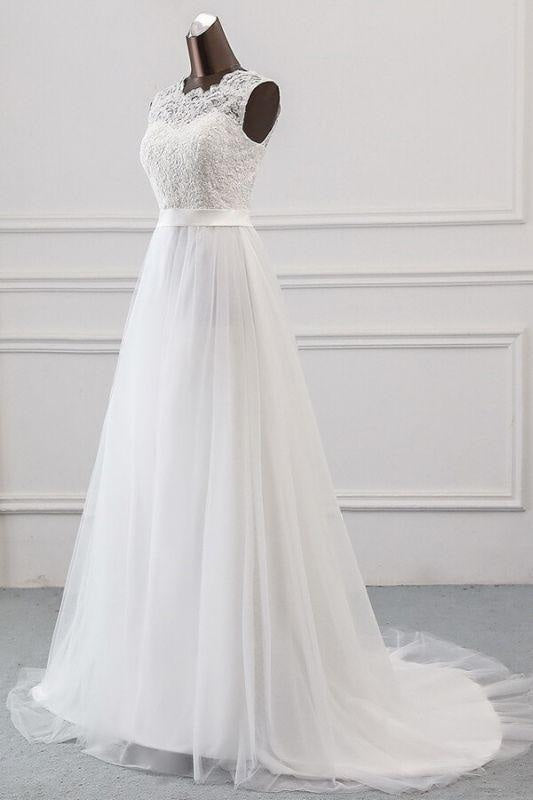 Bridelily Graceful Lace-up Tulle A-line Wedding Dress