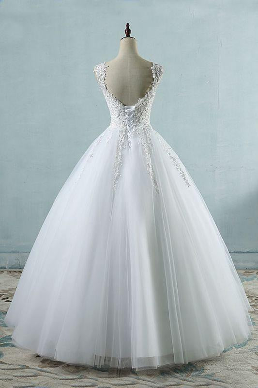 Bridelily Lace-up Appliques Tulle A-line Wedding Dress