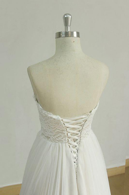 Bridelily Lace-up Strapless Tulle A-line Wedding Dress