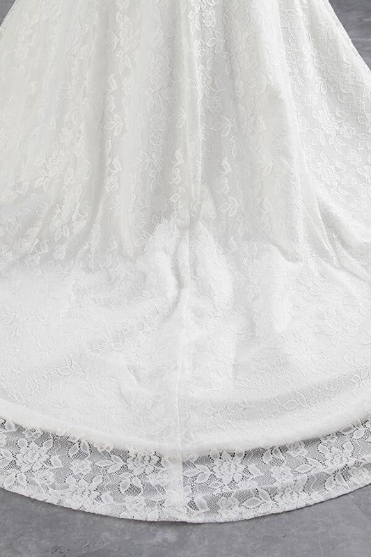Bridelily Off Shoulder Lace-up Mermaid Lace Wedding Dress