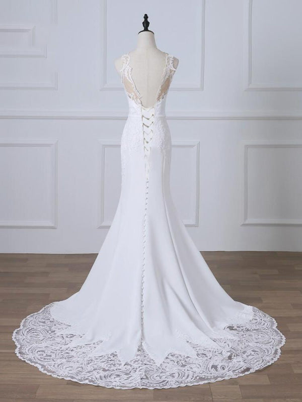 Bridelily Precious Spaghetti Strap Lace Mermaid Wedding Dress