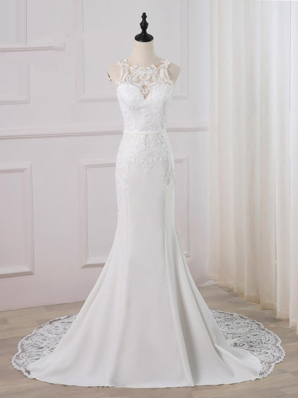 Bridelily Precious Spaghetti Strap Lace Mermaid Wedding Dress