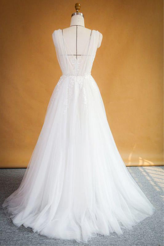 Bridelily Ruffle Applqiues Tulle A-line Wedding Dress