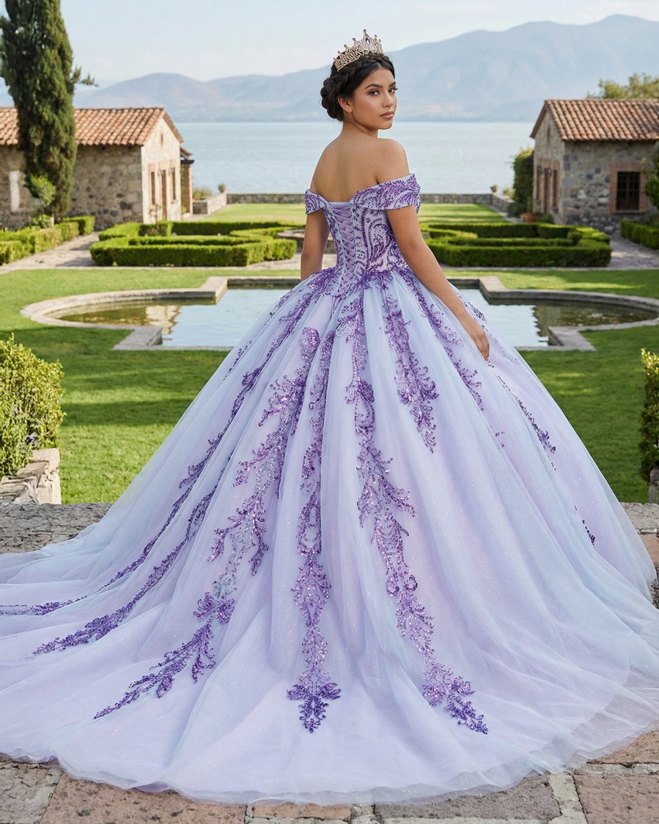 Quinceanera Dress Charming Off-the-shoulder Prom Dresses Appliques Lace Up Ball Gown with Sequins