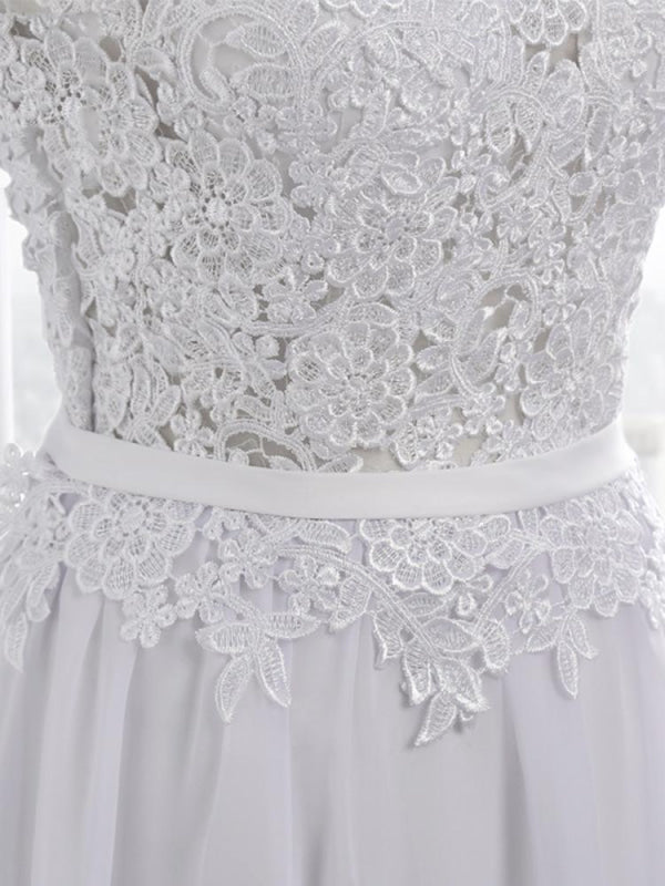 Jewel Backless Lace A-Line Wedding Dresses