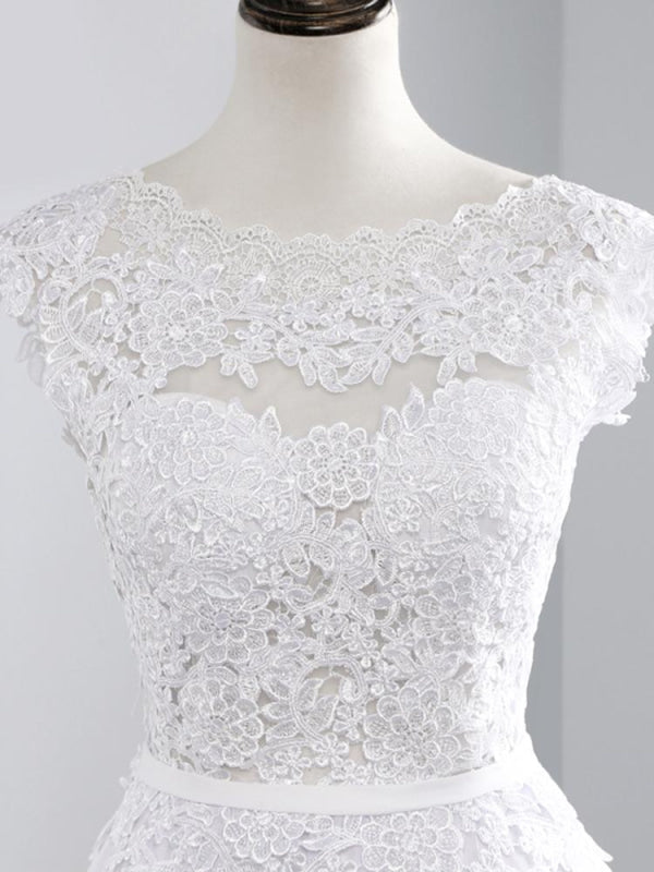 Jewel Backless Lace A-Line Wedding Dresses