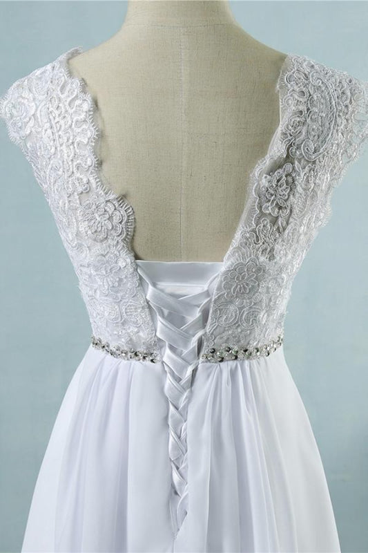 Chic A-line Lace Chiffon Floor Length Wedding Dress