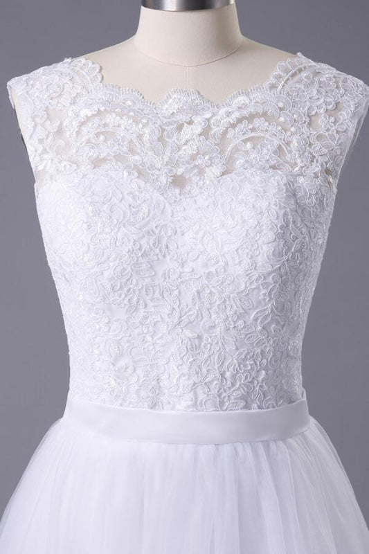 Chic Illusion Lace Tulle A-line Wedding Dress