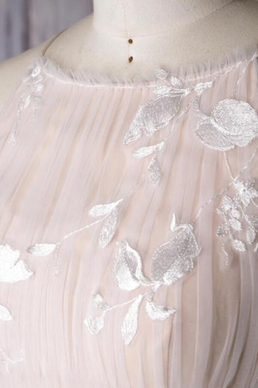 Chic Ruffle Tulle A-line Wedding Dress Sleeveless with Appliques
