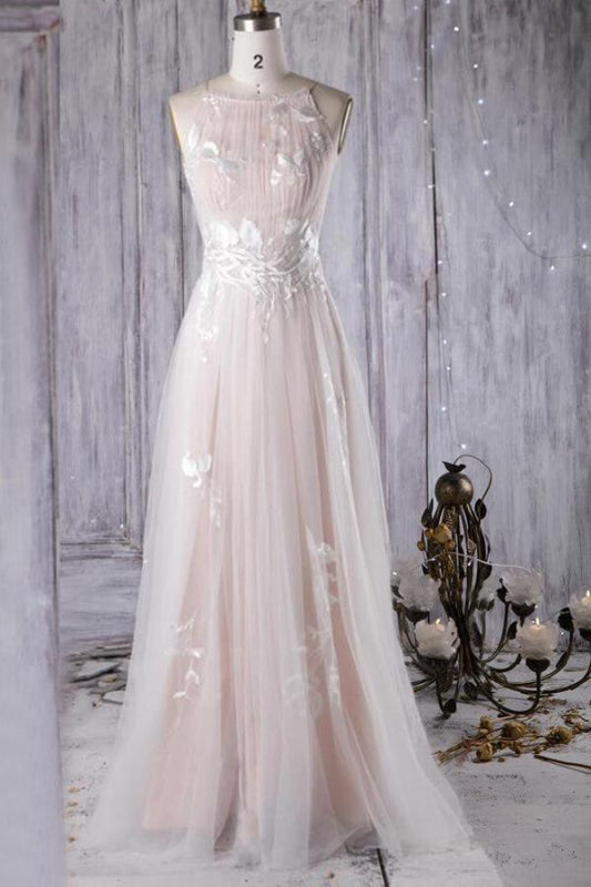Chic Ruffle Tulle A-line Wedding Dress Sleeveless with Appliques