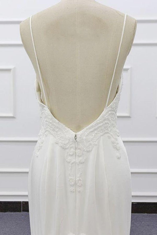 Chic Spaghetti Strap Beading Mermaid Wedding Dress