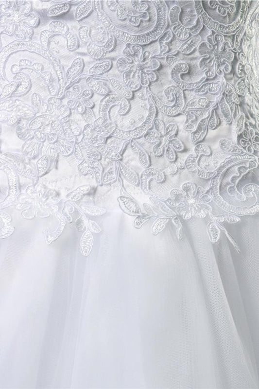 Chic Strapless Appliques A-line Tulle Wedding Dress