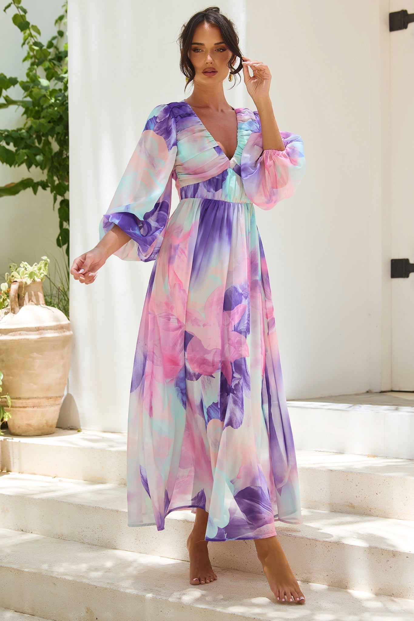 Coastlines Maxi Dress - Purple Multi