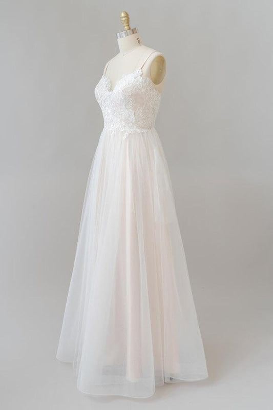 Criss Cross Appliques Tulle A-line Wedding Dress with Appliques