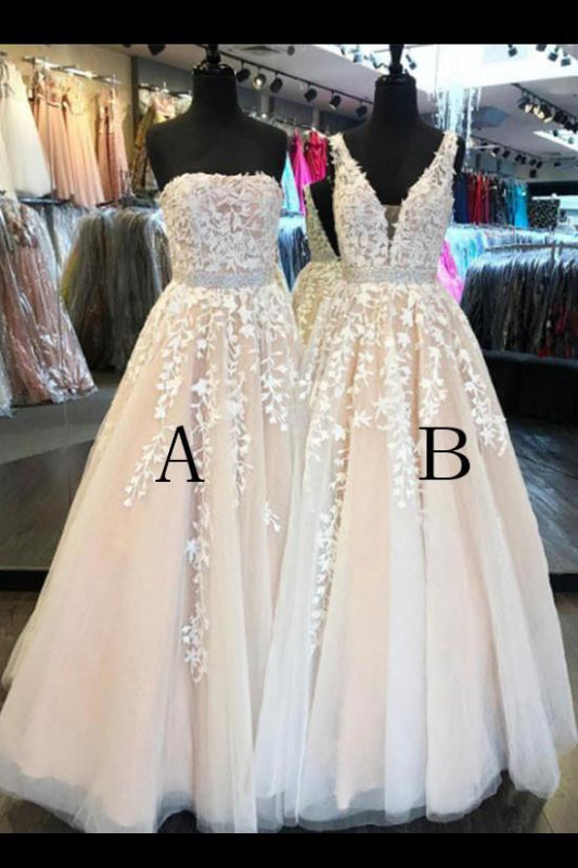 Custom-made Lace Appliques Tulle Long Wedding Dress