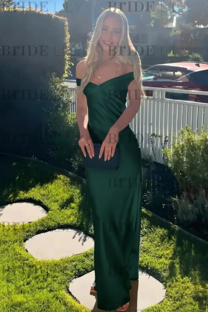 Off-the-Shoulder Ruffle Satin Mermaid Prom Dress