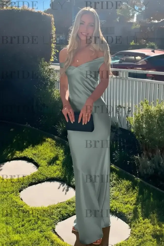 Off-the-Shoulder Ruffle Satin Mermaid Prom Dress