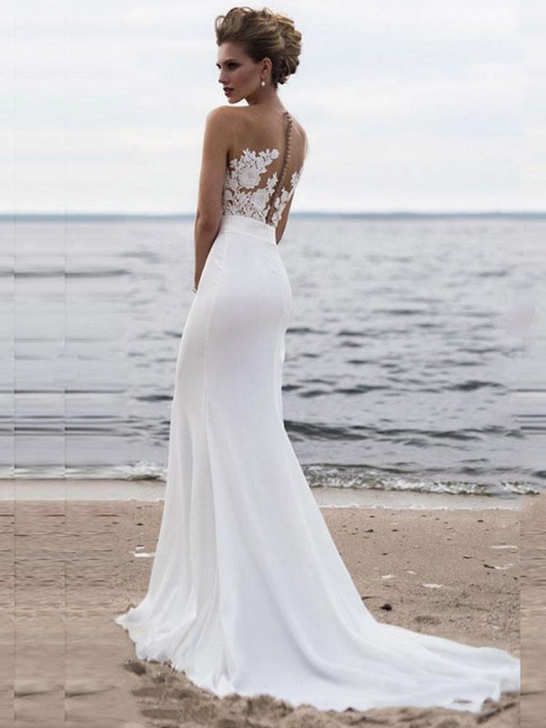 Elegant Appliques Lace Mermaid Wedding Dresses