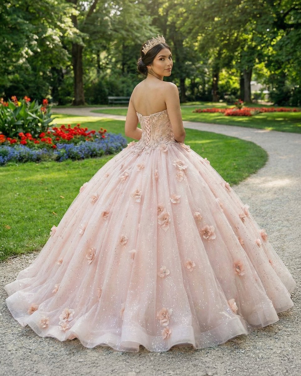 Ball Gown Organza Sweetheart Pink Quinceanera Dress