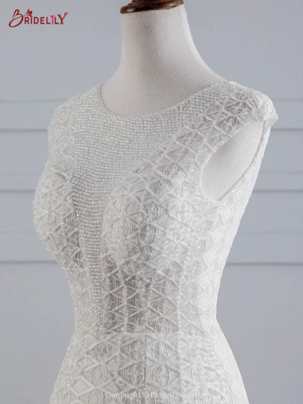 Elegant Cap Sleeves Lace-up Mermaid Wedding Dresses