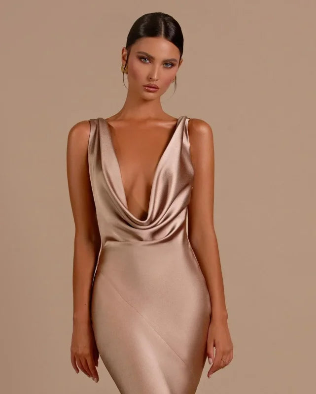 Elegant Champagne Mermaid Prom Dress Long Slimming