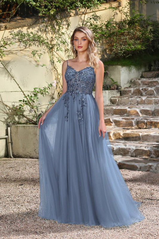 Elegant Dark Green A-Line Spaghetti Straps Prom Dresses with Split