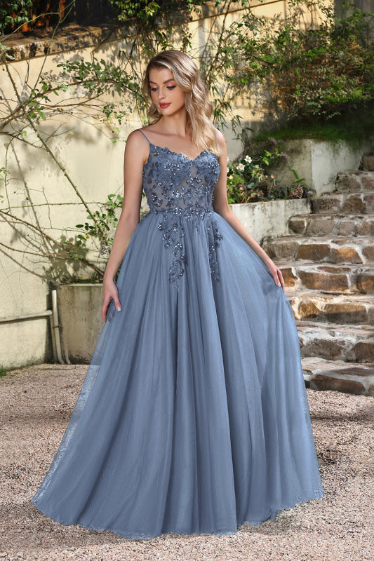 Elegant Dark Green A-Line Spaghetti Straps Prom Dresses with Split