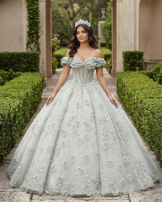 Quinceanera Dress Elegant Grey Quinceanera Dresses Sweetheart Sleeveless Ball Gown Party Dresses