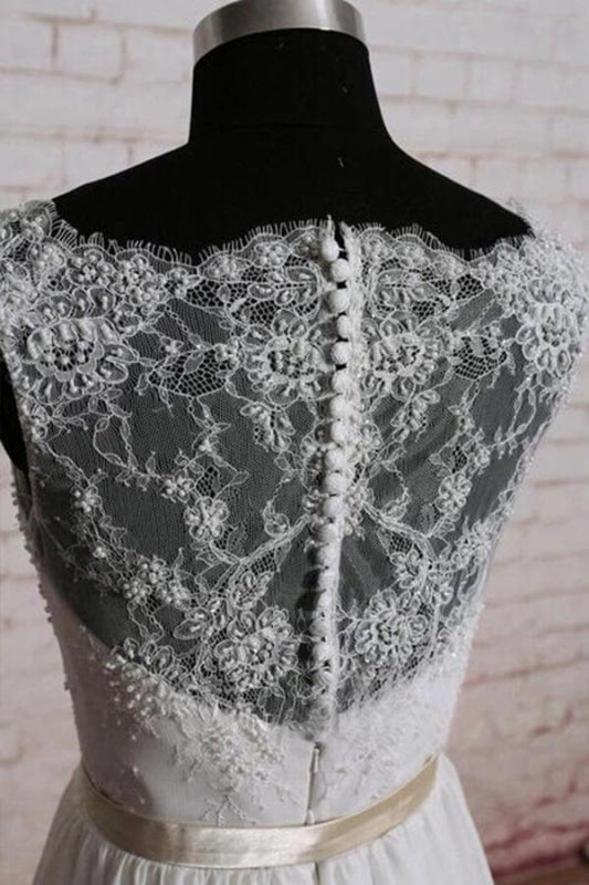 Elegant Lace Chiffon A-line Wedding Dress